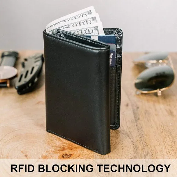 Sophisticated RFID Blocking Trifold Wallet - Extra Capacity & Elegant Gift Box